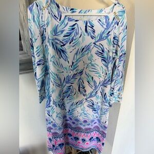 Lilly Pulitzer Blue and Purple Leaf Print Top